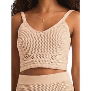 Z Supply Embrie‎ Cropped Crochet Tank Natural LARGE